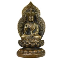 Sitting Buddha Bronze Statue on Lotus Flower