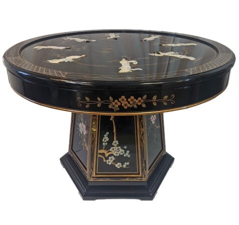 Dinette Table Oriental Black Lady in Mother Of Pearl Dinette Table Oriental Black Lady in Mother Of Pearl