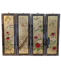 Oriental Wall Art Set of Four Gold Leaf