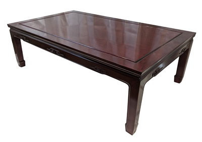 Ming Style Rosewood Coffee Table Key Carved Accents