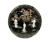 Oriental Art Round Painting in Lacquer and Inlaid