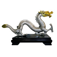 Silver and Gold Asian Bronze Dragon