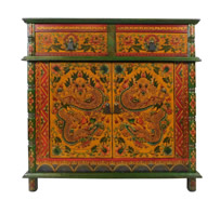 Tibetan Hall Cabinet Hand Painted Dragons 37"W