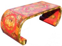 Handpainted 49 inch Tibetan Scroll Coffee Table