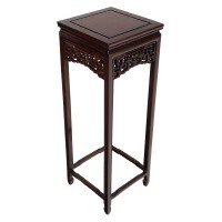 Rosewood Square Plant Stand Ming Dragon with Flaming Jewel Carving Rosewood Square Plant Stand Ming Dragon with Flaming Jewel Carving