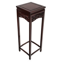 Rosewood Square Plant Stand Ming Dragon with Flaming Jewel Carving Rosewood Square Plant Stand Ming Dragon with Flaming Jewel Carving