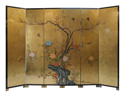 Oriental Six Panel Gold Leaf Room Divider