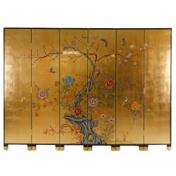 Oriental Six Panel Gold Leaf Room Divider