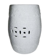 18"H Oriental Porcelain Garden Stool in Grey Crackle Glaze