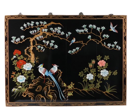 Oriental Wall Art Hand Painted Birds & Flowers