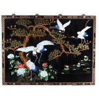 Oriental Wall Art Hand Painted Cranes And Pine Tree