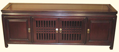20?? high Elegant solid rosewood Chinese Ming style lowboy with shelf. Matte finish. 54??x14??x20??H