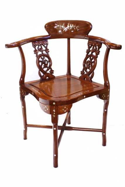 Inlaid Corner Chair Solid Chinese Rosewood 33 H Oriental