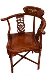 33?? Charming solid rosewood Oriental corner chair w shiny finish & mother of pearl inlay.