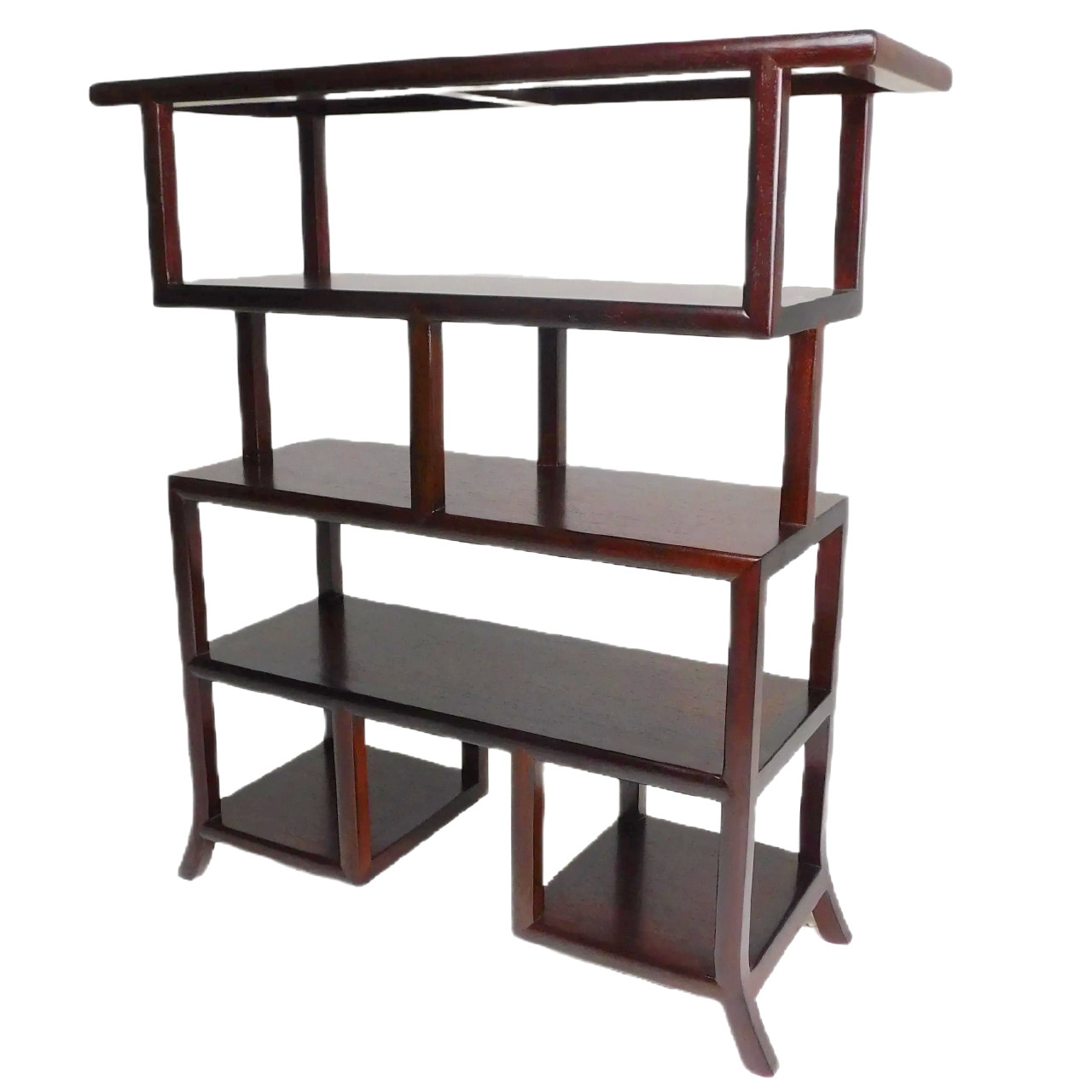 Oriental Display Case Solid Wood with Wood Shelfs in Rosewood 40'' H ...