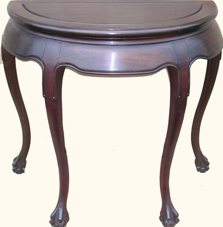 32?? Elegant solid rosewood Oriental half moon table.
