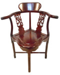Tasteful solid rosewood Chinese corner chair w shiny finish.