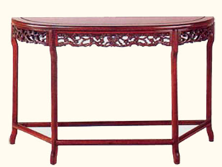 oriental rosewood half moon table oriental carved detailing