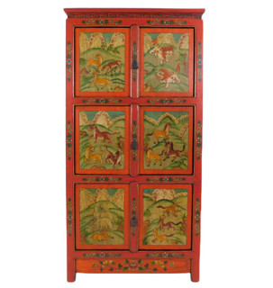 63"H  Tibetan cabinet with six doors