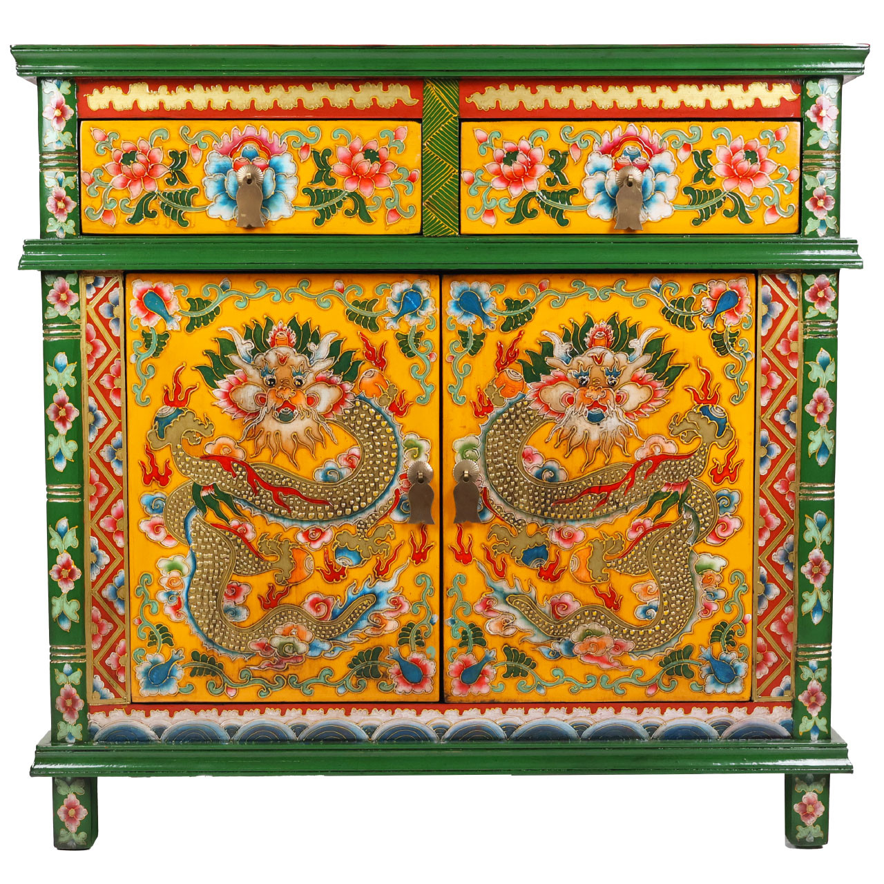 Oriental Furniture Warehouse Hall Cabinet in Oriental Tibetan