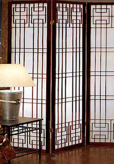 Oriental Furniture Warehouse Asian Folding Screen in Walnut Frame
