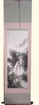 Silk scroll: Mountain waterfall scene