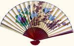 35 inch high gold fan with cranes
