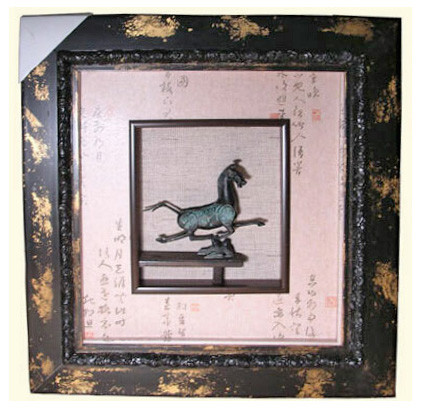 Set of deals Two. Chinese Shadow Box Porcelain Horse