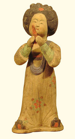 16 inch tall ceramic lady flute player