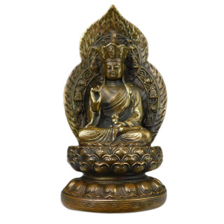 Sitting Bronze Buddha Statue on Lotus Flower
