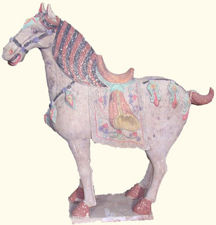 17 inch tall Tong dynasty style ceramic horse