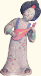 SALE Tong Style hand painted Ceramic Lady Lute Player with Country style antique Finish