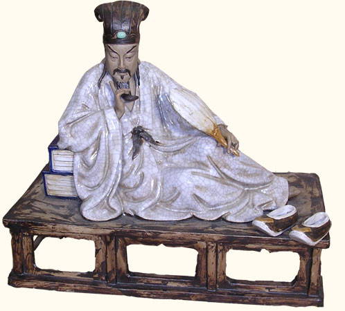 SALE Hand Made Chinese clay and  Porcelain Scholar at rest