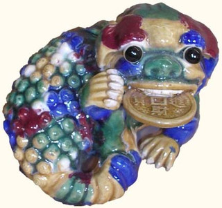 Chinese Porcelain Dog With Wealthy Coin.