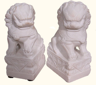 SALE SALE Pair of Marble 7 1/2 inch tall Mini Foo Dogs for indoors or out