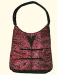 black and red dragon design lady's bag with outside zip and inside zippered compartment