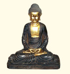 Sitting Buddha statue in black and gold