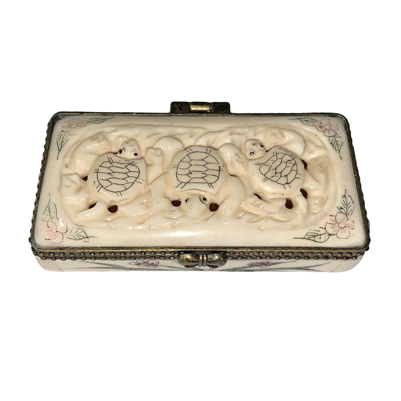 Pill Box in Asian Turle Design in Cow Bone Design - Oriental Furniture  Warehouse: Chinese & Asian Styles