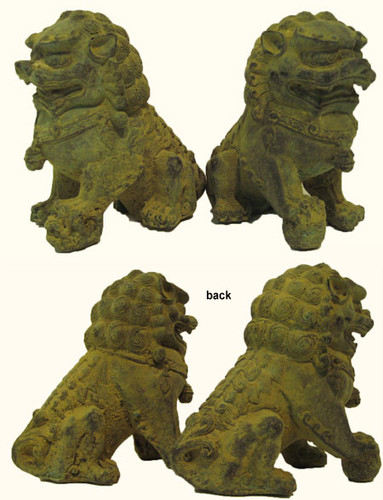 Finely Detailed Chinese Bronze Foo Dogs Statues