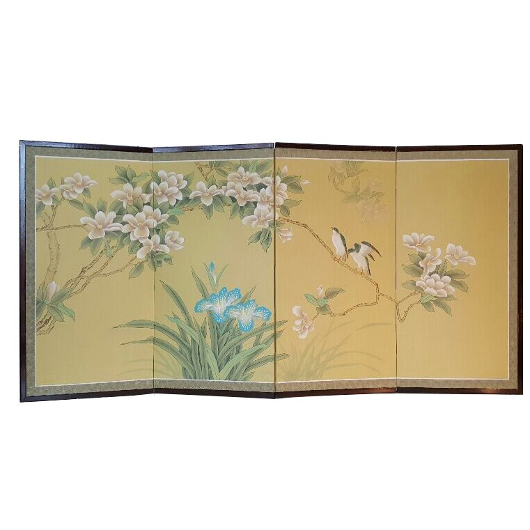 Asian Silk Screen in Hand Painted Watercolor 36''H - Oriental Furniture ...