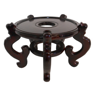 Dark mahogany color 5-legged Chinese porcelain fish bowl stand