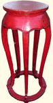40  inches  high. Antique red lacquer Asian plant stand made of solid Elmwood and hand carved.