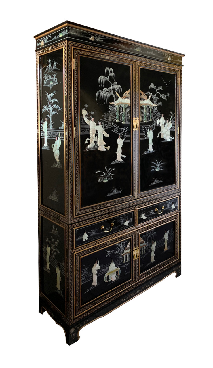 Armoire noire laquée Coromandel 113 cm