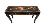 44 inch long Asian ball and claw occasional table with glass top
