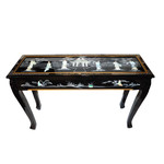 Asian ball and claw occasional table with glass top