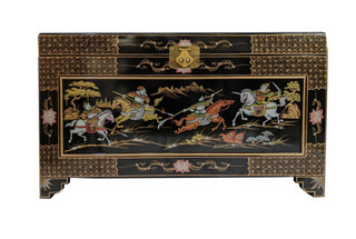 Large Oriental Trunk Hand Painted Warriors