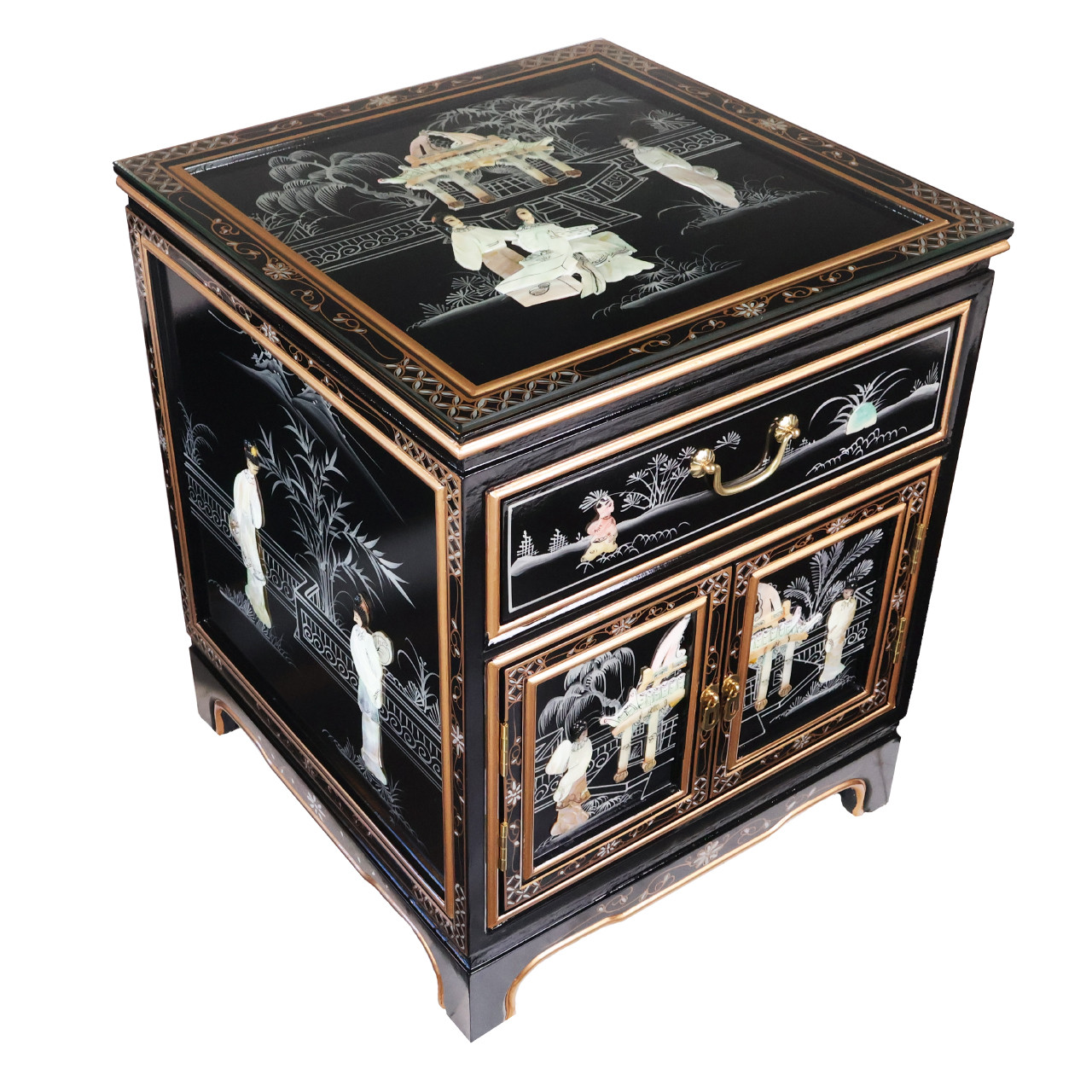 Oriental Furniture Warehouse Chinese End Table in black