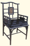 Chippendale Oriental arm chair with Japanese Landscape art, silk cushion at import direct pricing