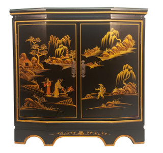 Oriental Hall Chest Two Doors With Shelf And Glass Top