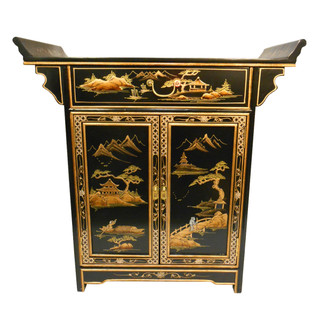 Black Lacquer Oriental Altar cabinet